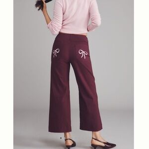 Anthropologie COLETTE Cropped Wide-Leg Pants Maeve Embroidered NEW 30